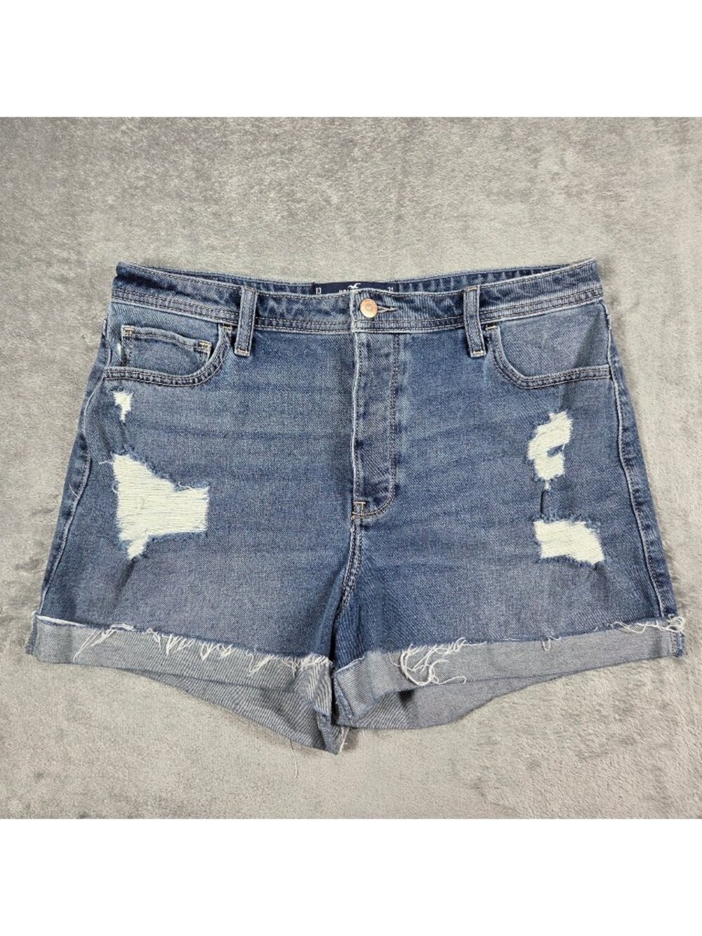 Hollister Shorts Womens 31 Blue Ultra High Rise Mom Button Fly Denim 3" Inseam